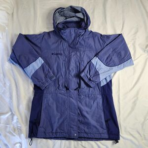 Columbia Core Interchange Blue Parka Jacket Hood Full Zip Pockets Women's - M